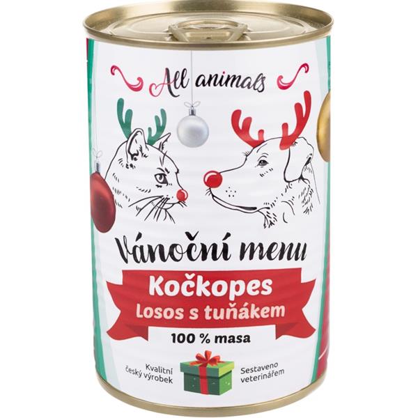 ALL ANIMALS Kočkopes konz. Vánoční edice losos s tuňákem 400g