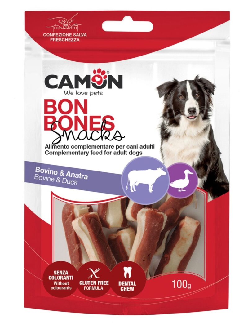 CAMON KOSTIČKY MINI BŮVOL + KACHNA 100 g 5x1,5x2 cm