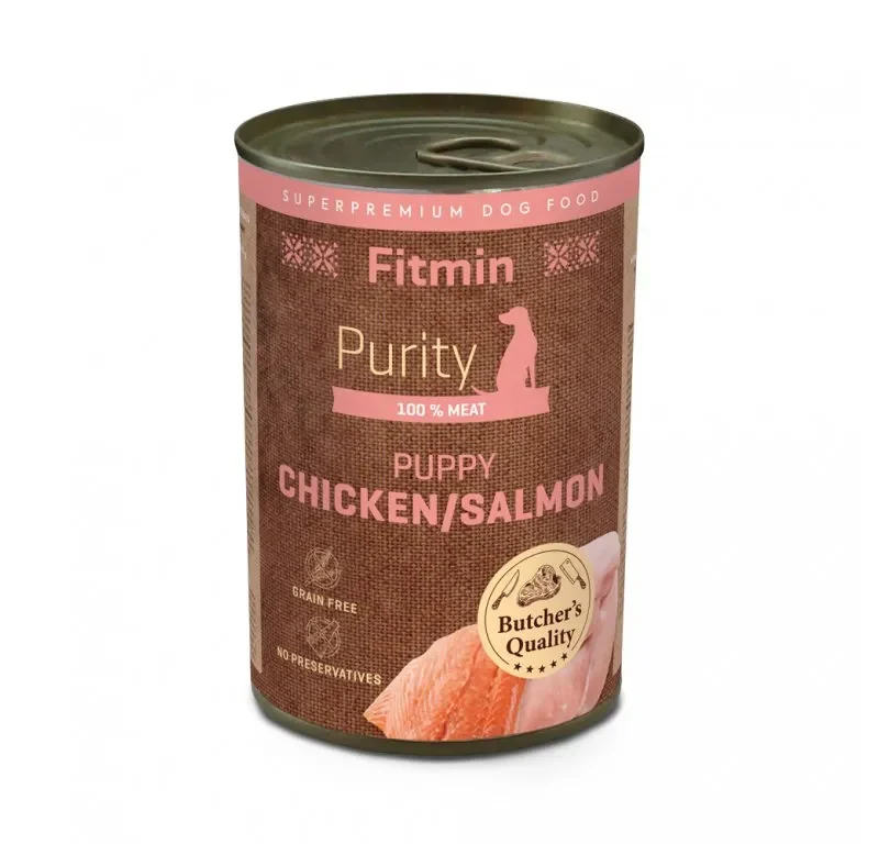 Konzerva pro štěňata Fitmin Purity kuřecí s lososem 400 g