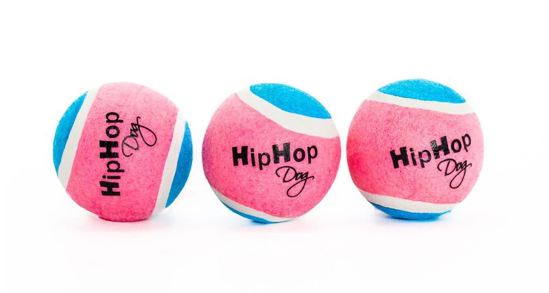 HRAČKA PRO PSY Balení-neonový ve tmě svítící tenis. míč pískací 5 cm (3 ks/bal) HIPHOP DOG