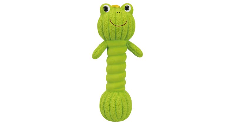 HRAČKA PRO PSY Dumpbell Frog, žába/činka, latex se zvukem, 18cm