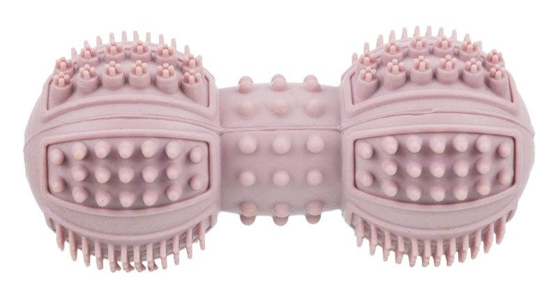 HRAČKA PRO PSY JUNIOR činka přírodní tvrdá guma, 9 cm, mátová, starorůžová