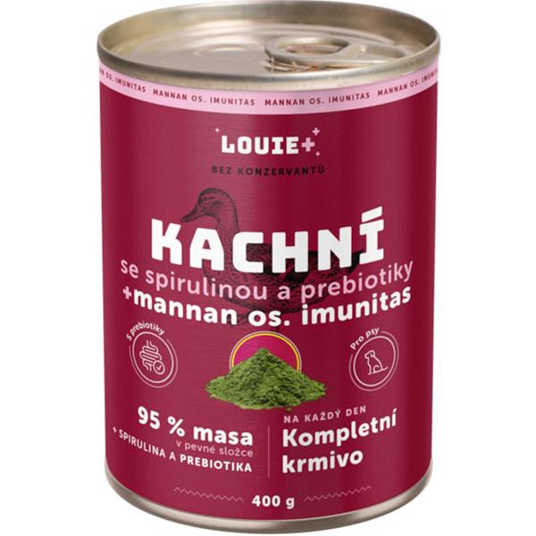 Konzerva Louie konz.pro psy kachna, spirul.,prebiotika 400g