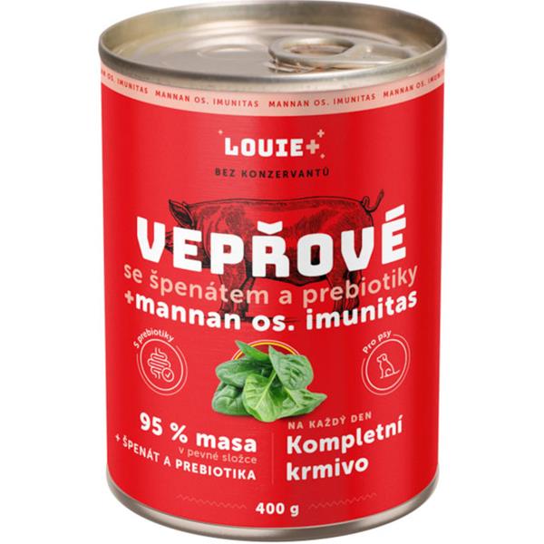 Konzerva Louie konz.pro psy vepřové,špenát,prebiotika 400g