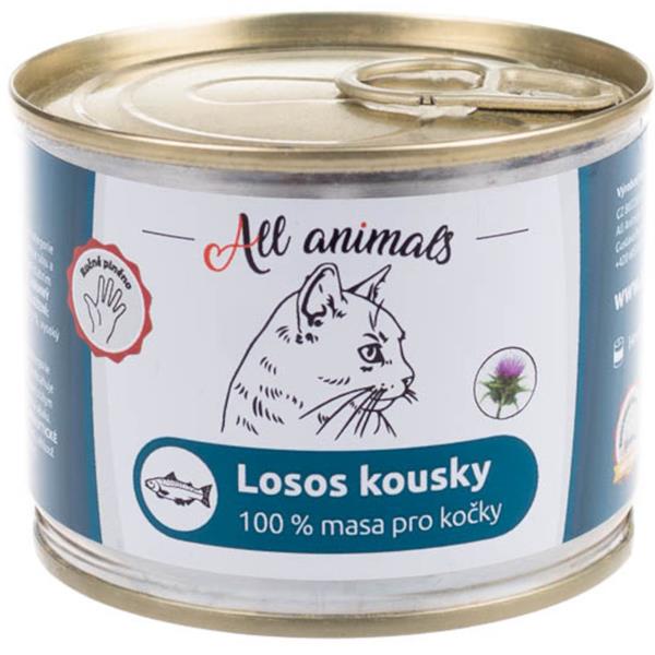 Konzerva pro kočky ALL ANIMALS losos kousky