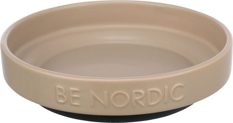 Miska pro kočky BE NORDIC keramická miska plytká, 0.3l / 16 cm, šedohnědá