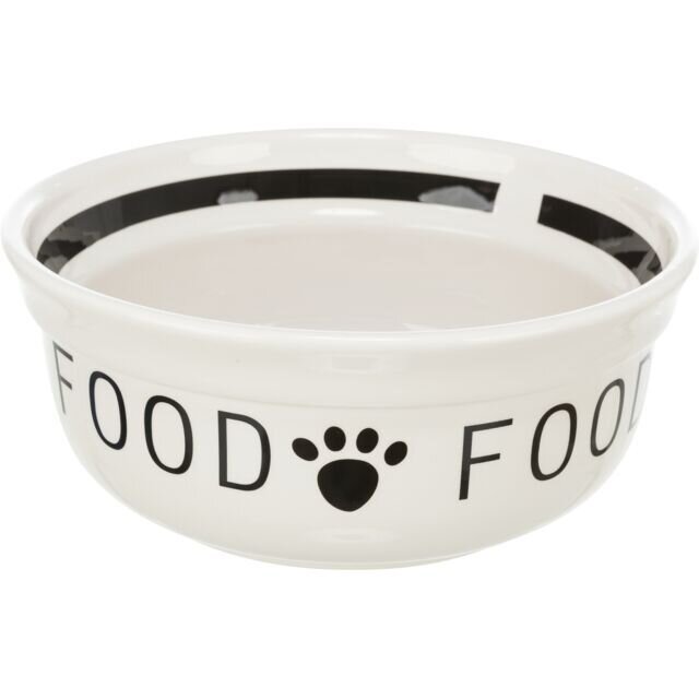 Miska pro kočky Keramická FOOD, bílá/černá
