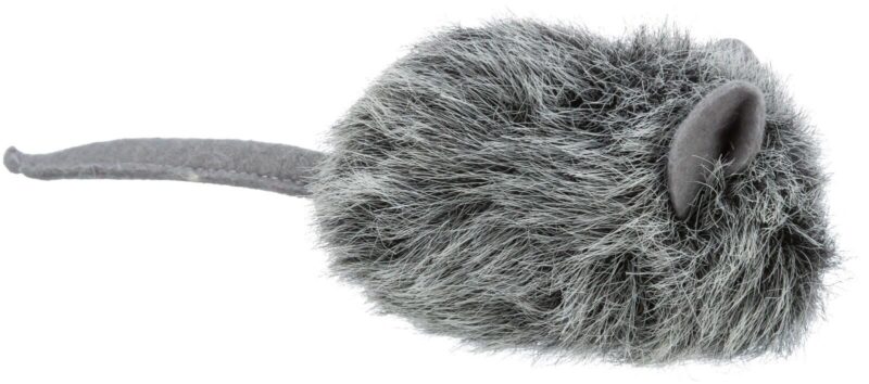 Myška chlupatá s catnipem, 9 cm, šedá/béžová