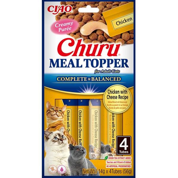 Pamlsky pro kočky Inaba Churu Cat meal topper kuře a sýr 4x 14g