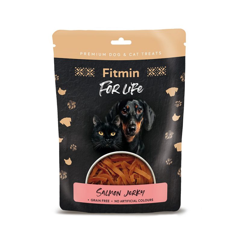 Pamlsky pro psy a kočky Fitmin For Life Jerky lososová pochoutka 70 g