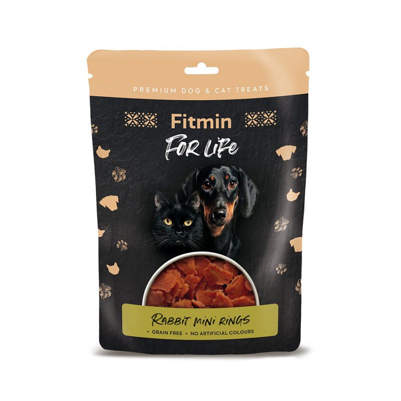 Pamlsky pro psy a kočky Fitmin For Life Králičí mini kroužky pochoutka 70 g