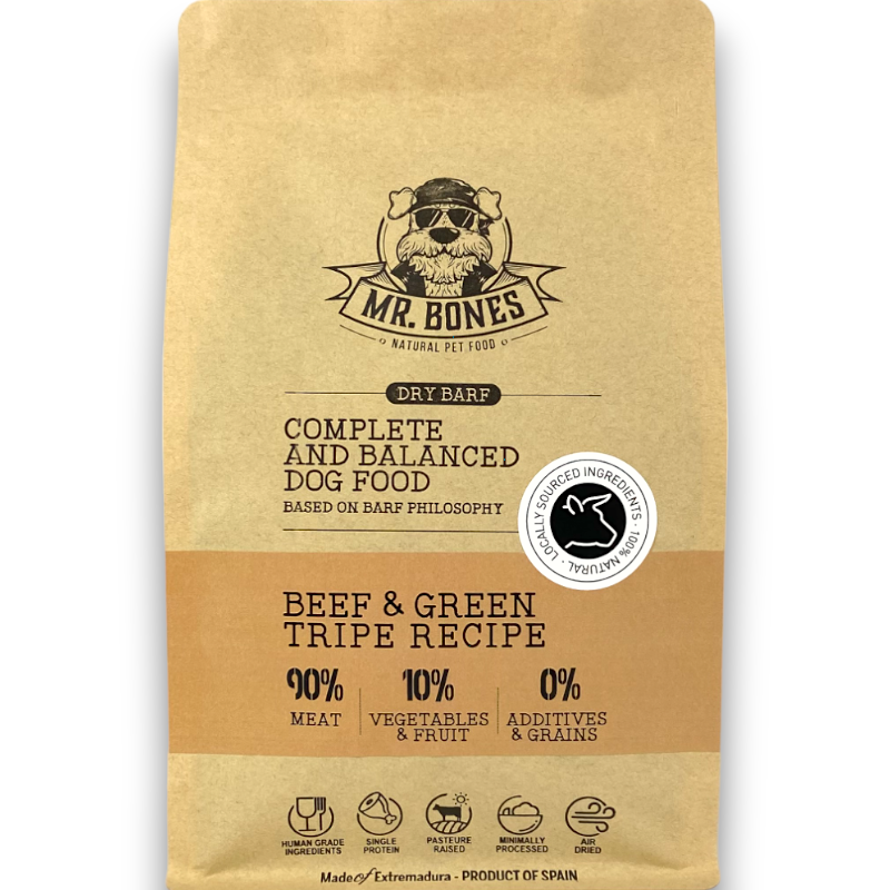 Suchý BARF 450g | Recept na hovězí maso se zelenými dršťkami